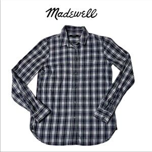 Madewell Flannel Ex-Boyfriend Green Coltrane Plaid Shirt Sz S EUC